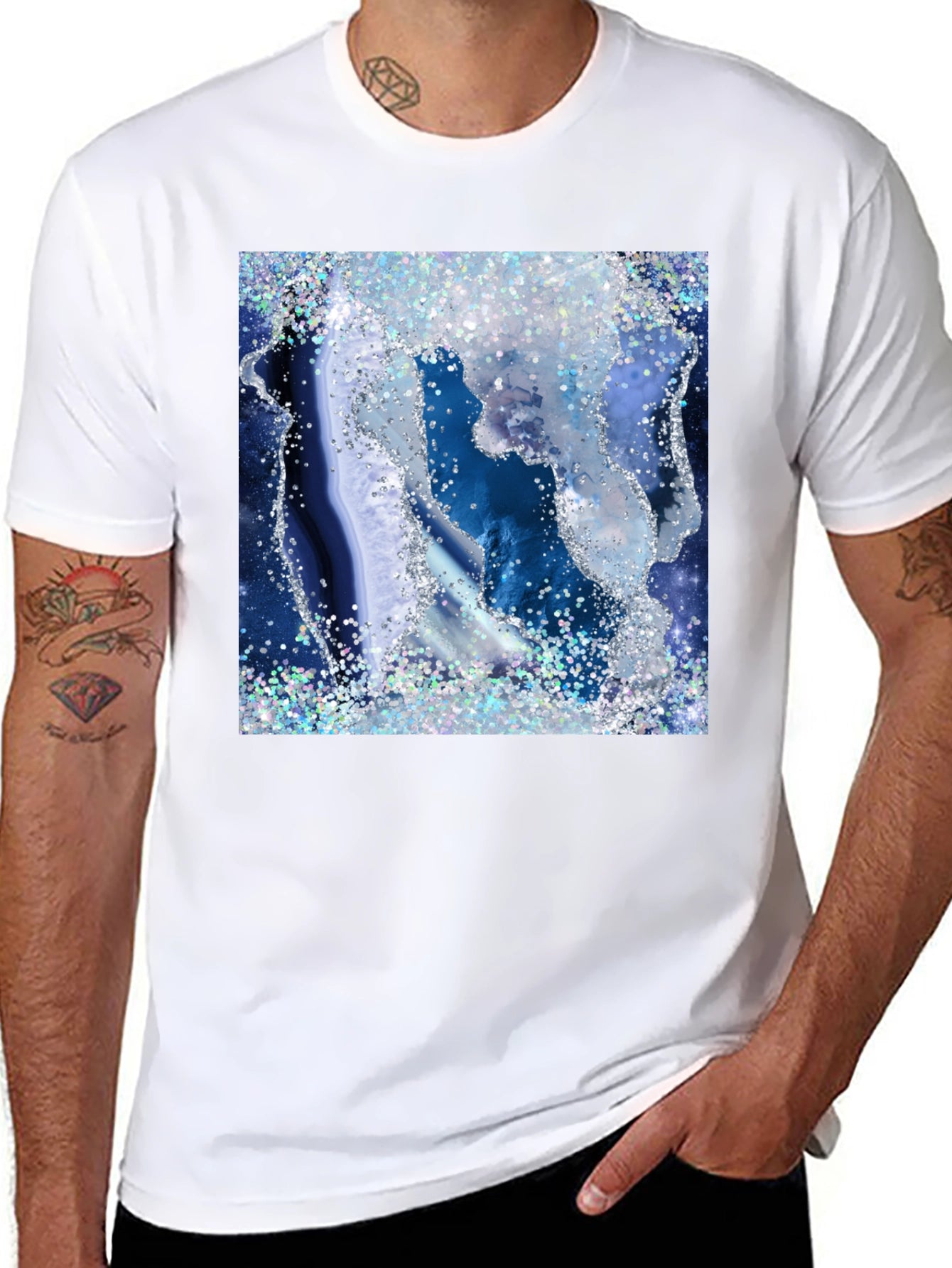 Blue Geode Glitter Graphic Tee