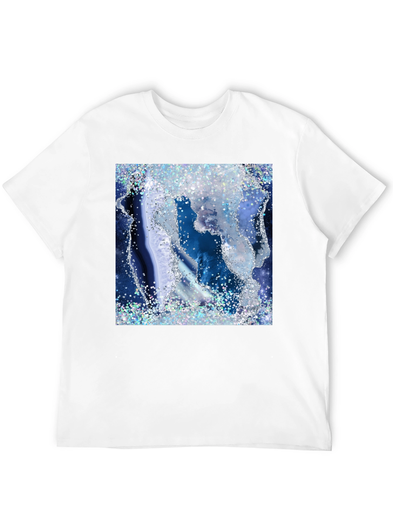 Blue Geode Glitter Graphic Tee