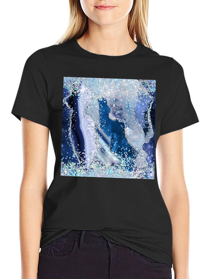 Blue Geode Glitter Graphic Tee