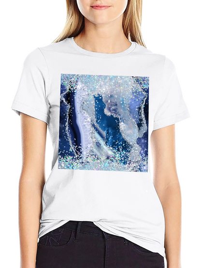 Blue Geode Glitter Graphic Tee