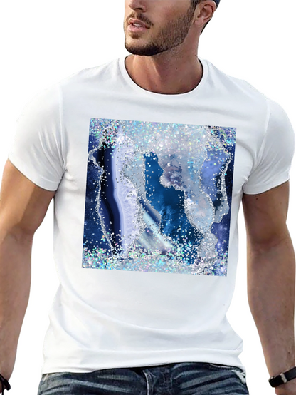 Blue Geode Glitter Graphic Tee