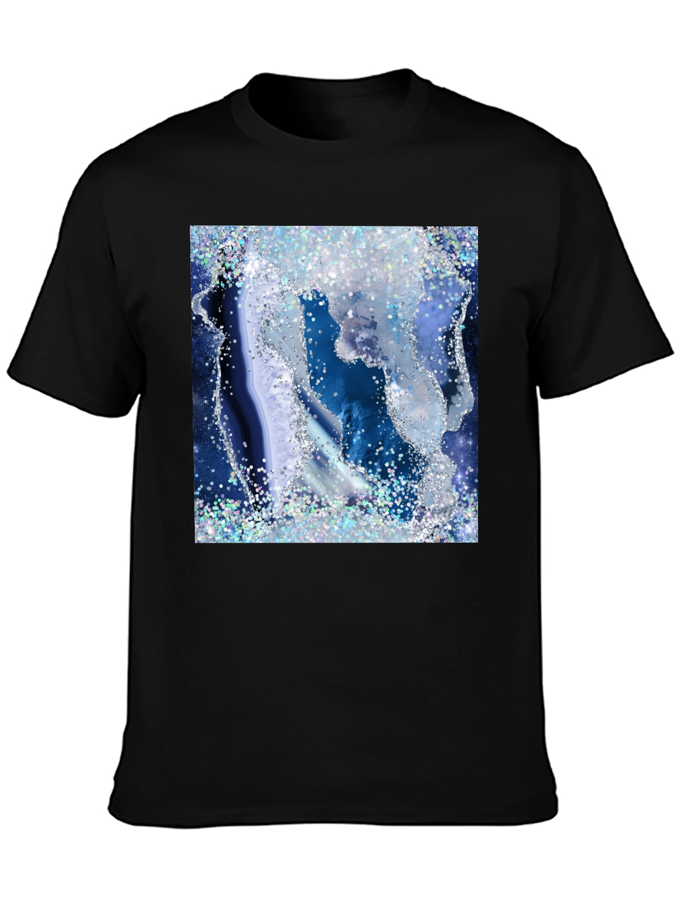 Blue Geode Glitter Graphic Tee