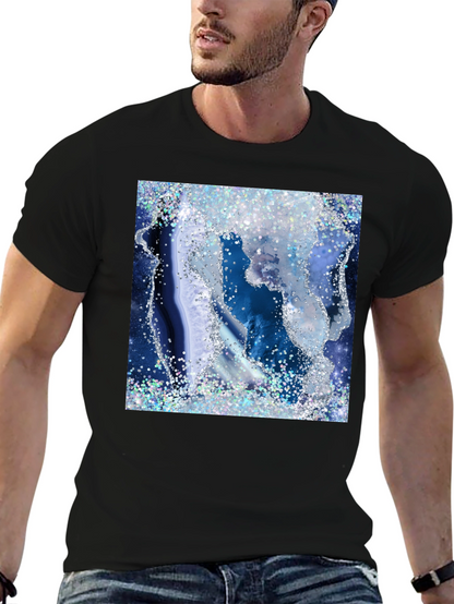 Blue Geode Glitter Graphic Tee