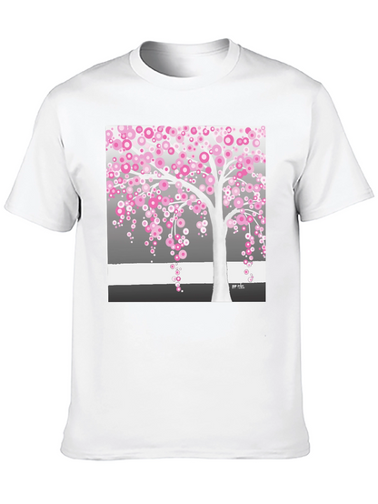 Pink Blossom Tree Black T-Shirt