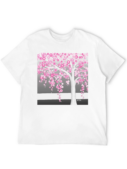 Pink Blossom Tree Black T-Shirt