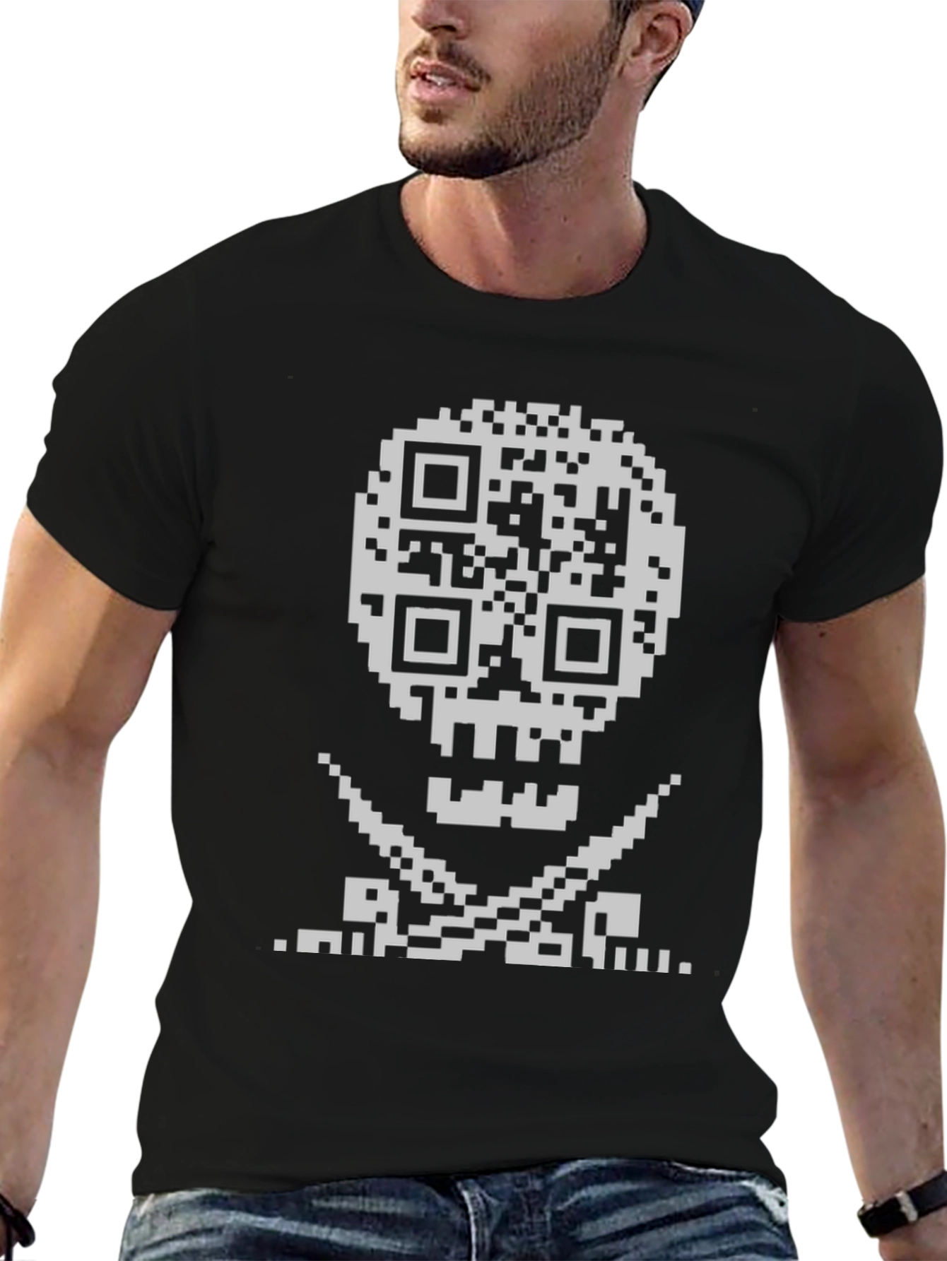 QR Code Skull & Crossbones Graphic Tee