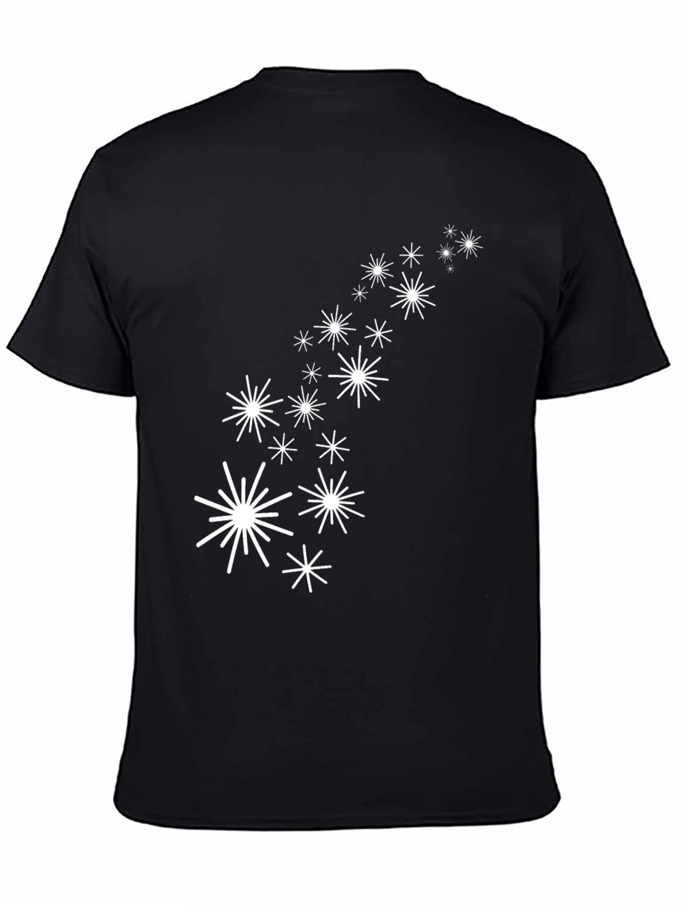 Black Tee with White Star Burst Design