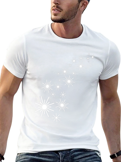 Black Tee with White Star Burst Design