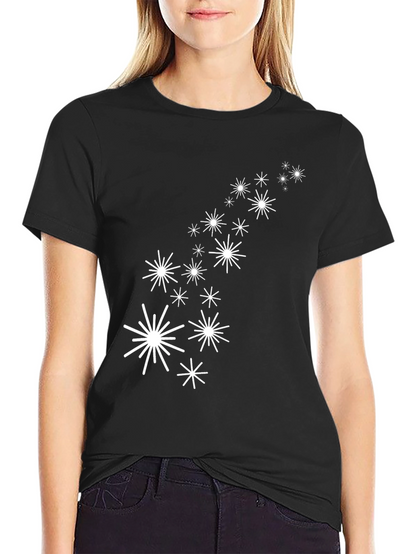Black Tee with White Star Burst Design