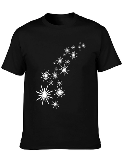 Black Tee with White Star Burst Design