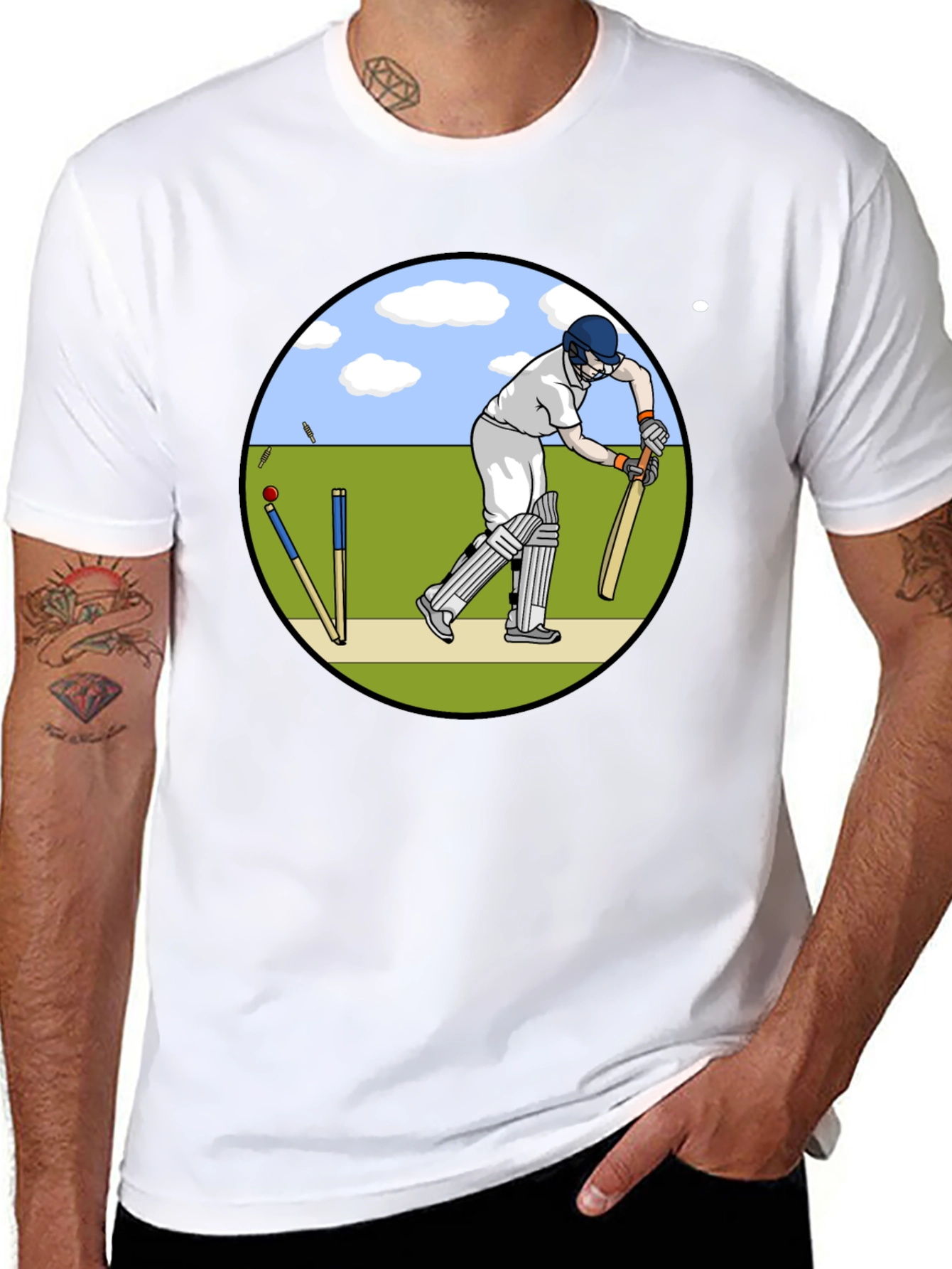 Cricket Player Graphic T-Shirt