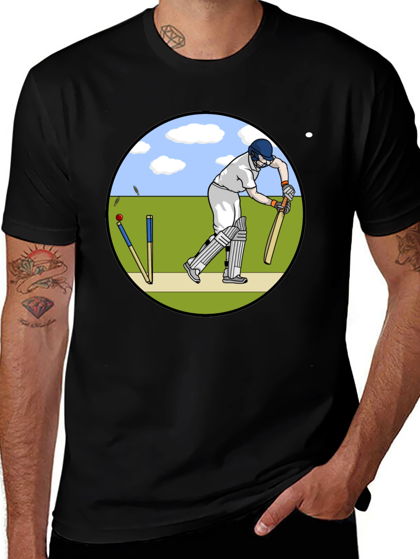 Cricket Player Graphic T-Shirt