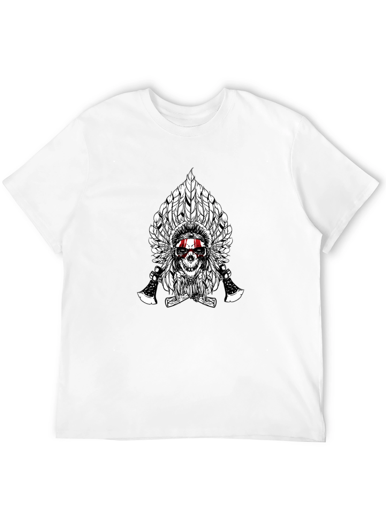 Skull & Feathers Graphic Tee - Black Cotton T-Shirt
