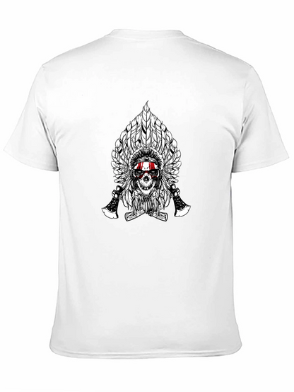 Skull & Feathers Graphic Tee - Black Cotton T-Shirt