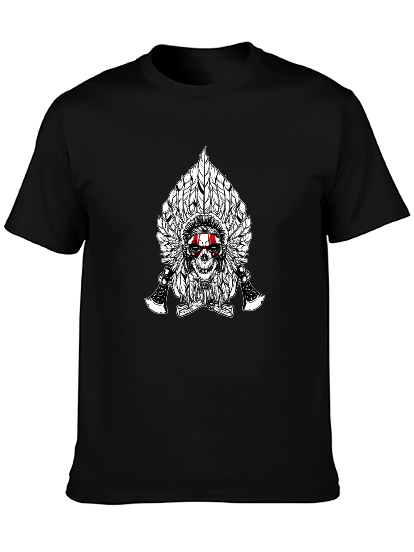Skull & Feathers Graphic Tee - Black Cotton T-Shirt