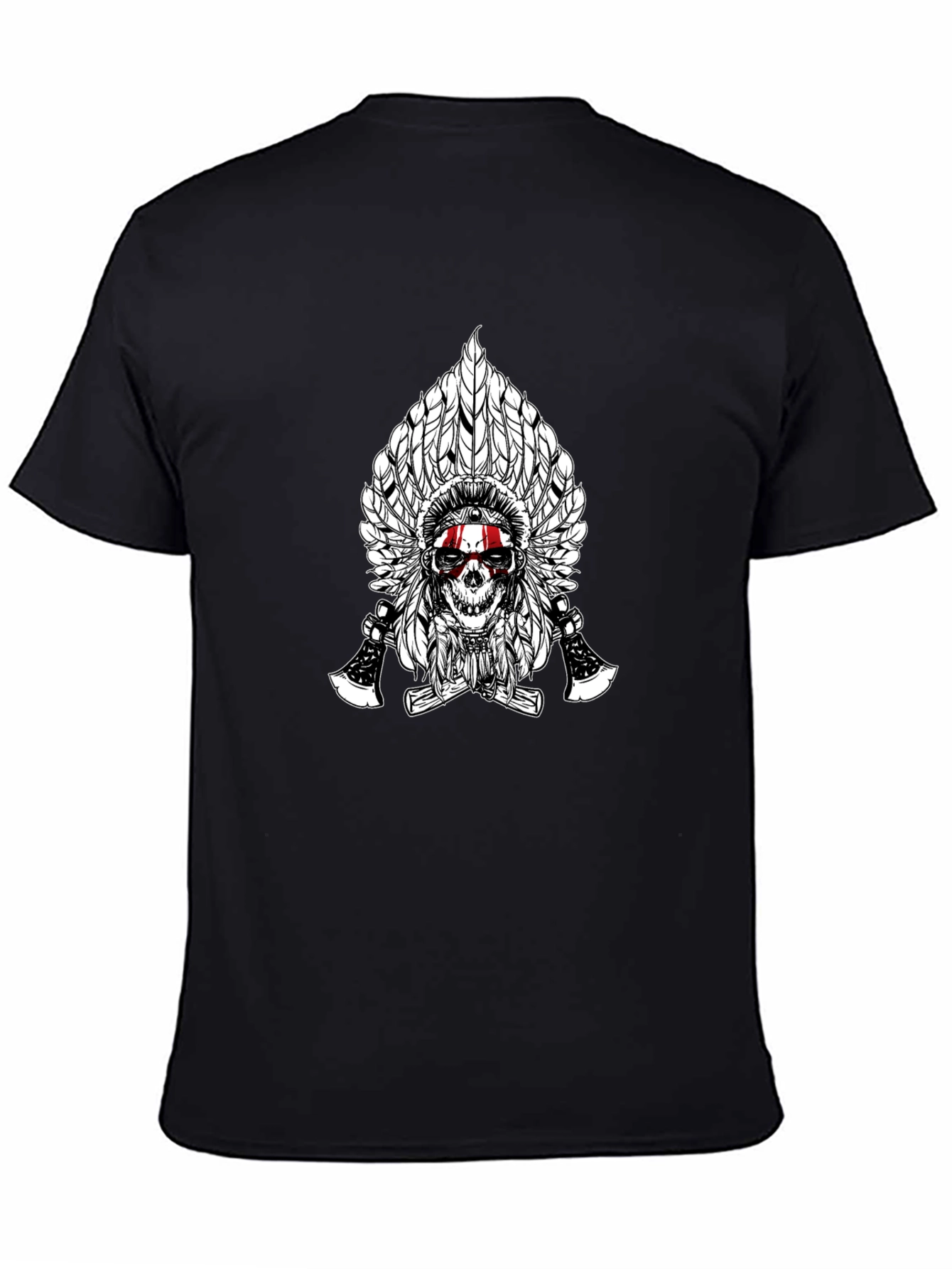 Skull & Feathers Graphic Tee - Black Cotton T-Shirt