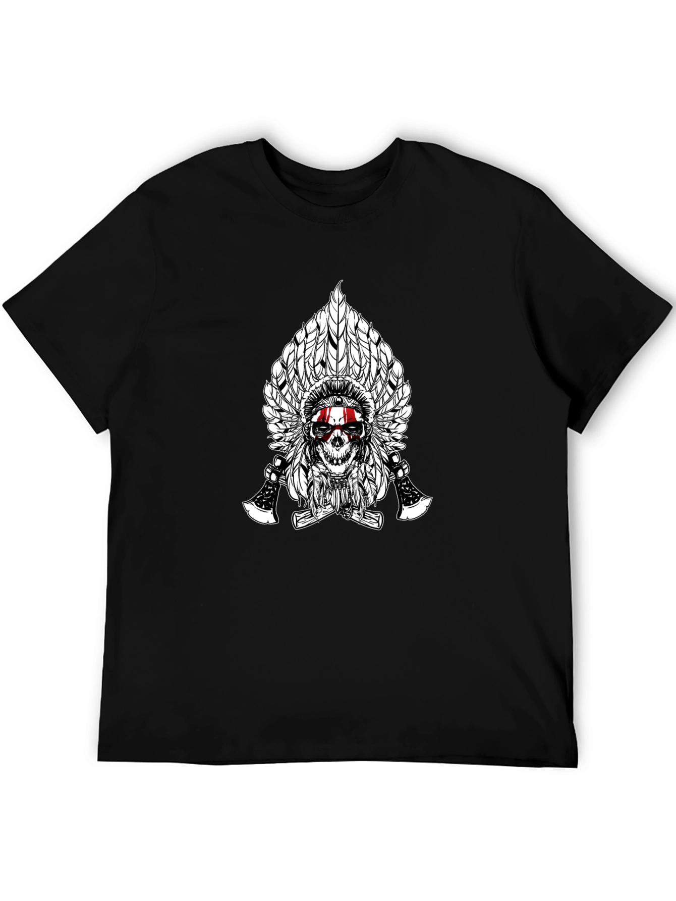 Skull & Feathers Graphic Tee - Black Cotton T-Shirt