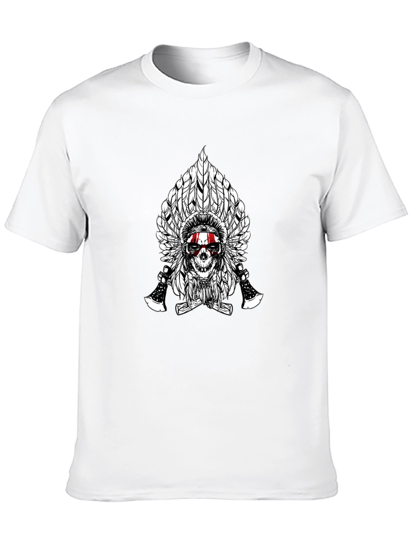 Skull & Feathers Graphic Tee - Black Cotton T-Shirt
