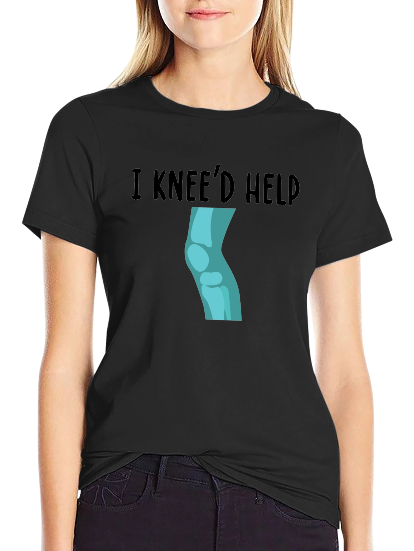 I Kneed Help Graphic Tee - Black Cotton T-Shirt