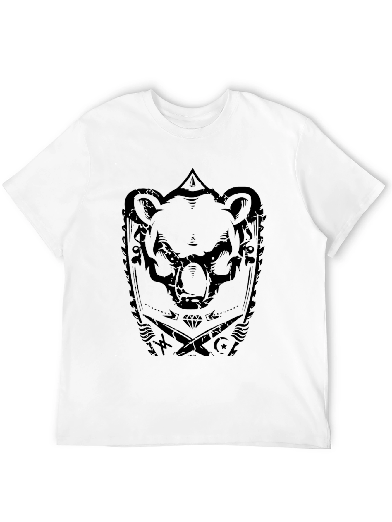 Mens Black Bear Graphic Print T-Shirt