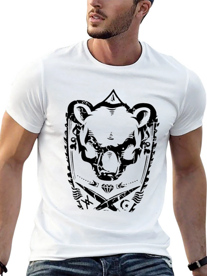 Mens Black Bear Graphic Print T-Shirt