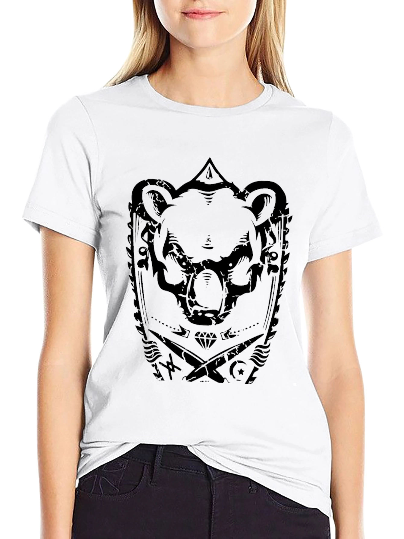 Mens Black Bear Graphic Print T-Shirt