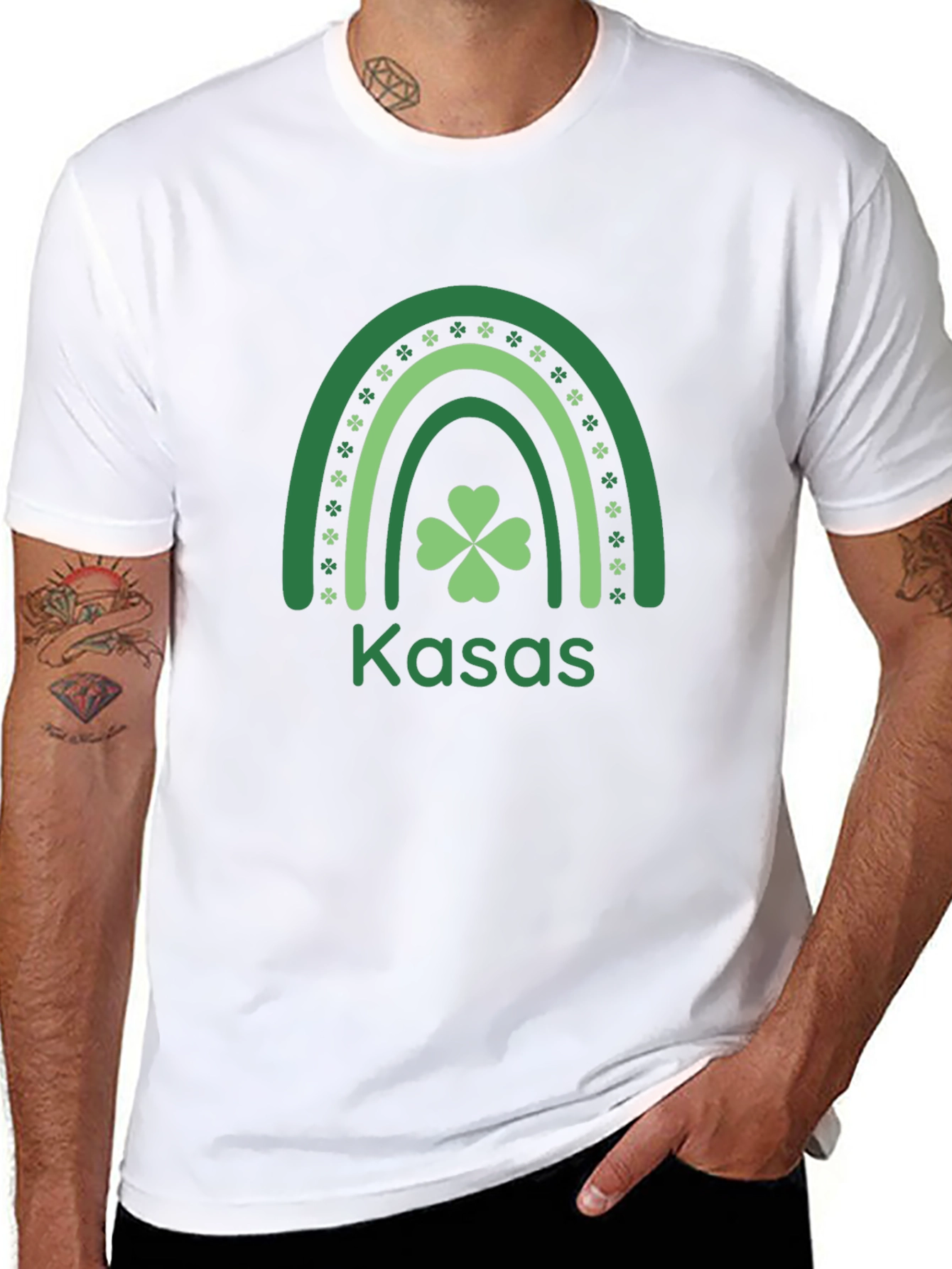 Kasa St. Patricks Day Shamrock Rainbow T-Shirt