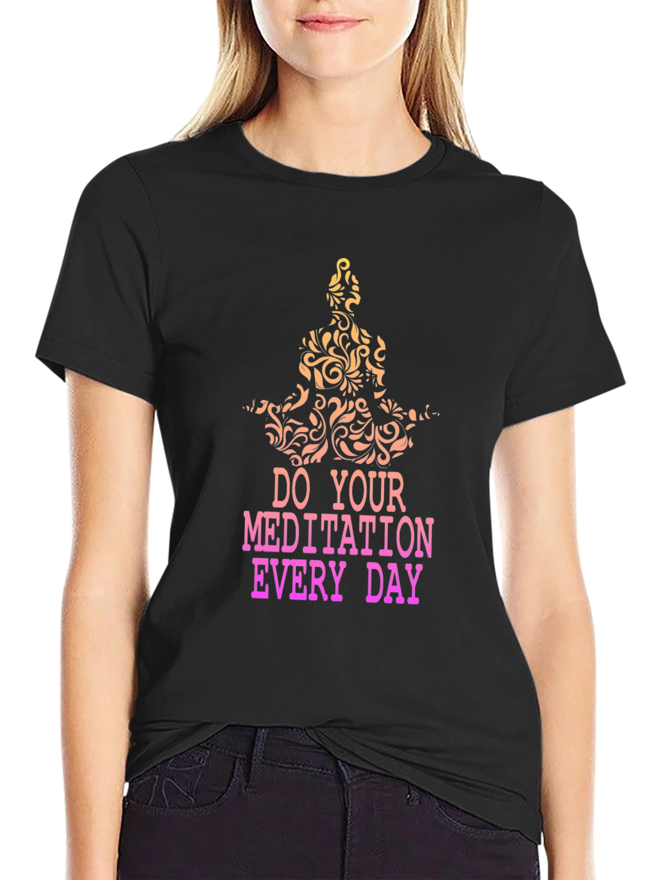 Meditate Daily Black Graphic Tee