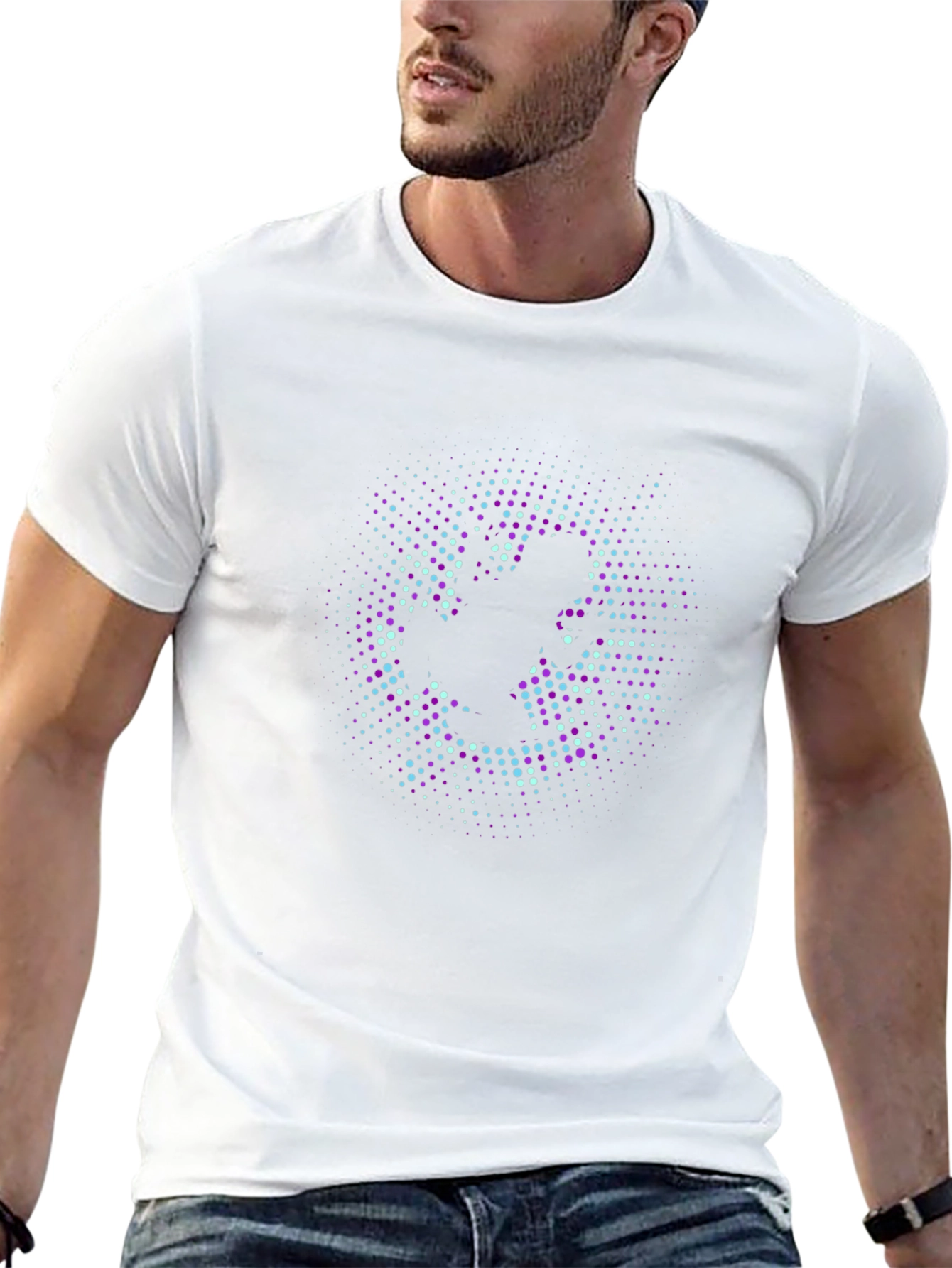 Abstract Dot Graphic Print T-Shirt - Casual Comfort