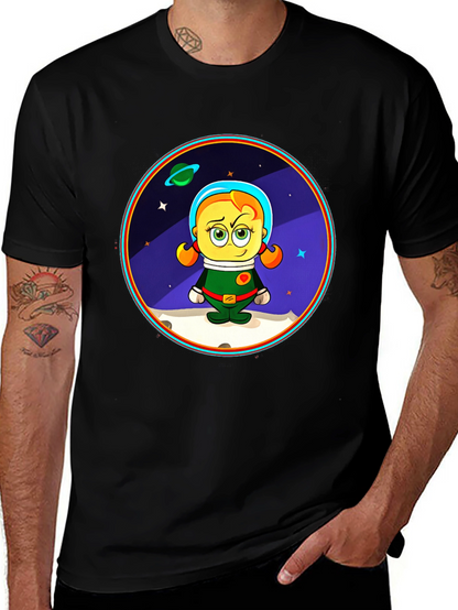 Astronaut Girl Cartoon Graphic T-Shirt