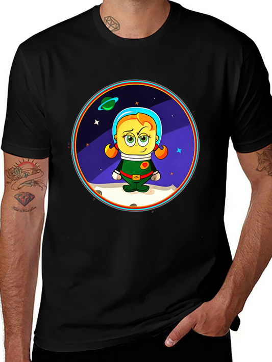 Astronaut Girl Cartoon Graphic T-Shirt