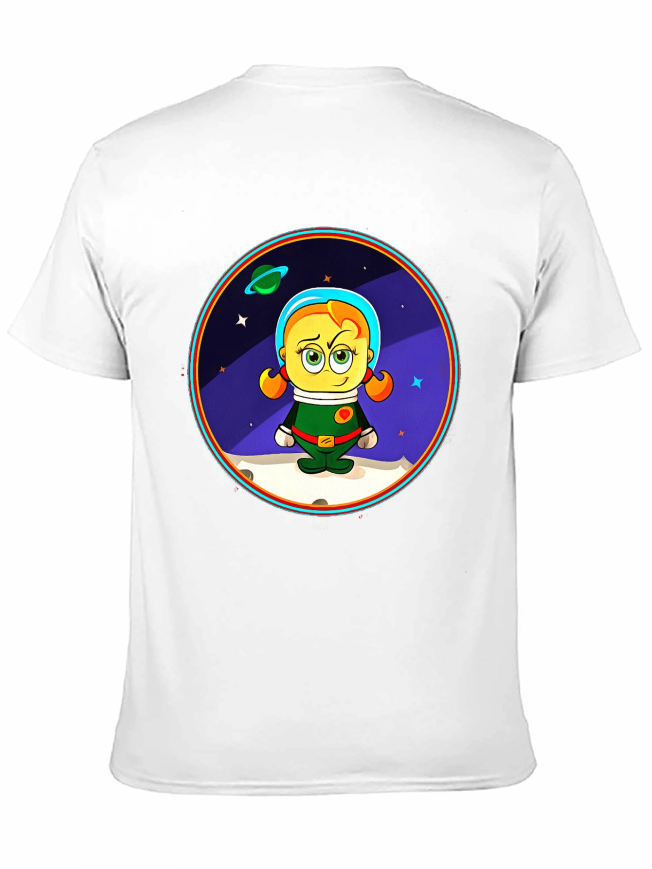 Astronaut Girl Cartoon Graphic T-Shirt