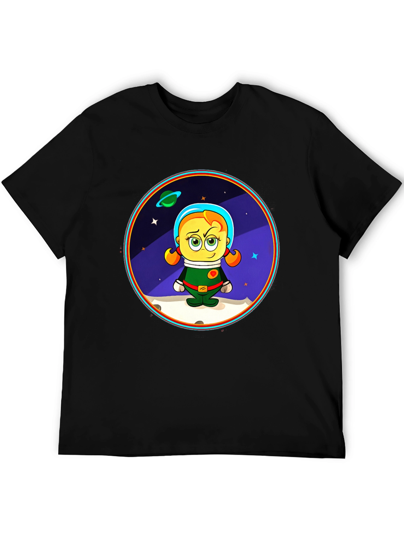 Astronaut Girl Cartoon Graphic T-Shirt