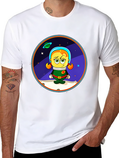 Astronaut Girl Cartoon Graphic T-Shirt