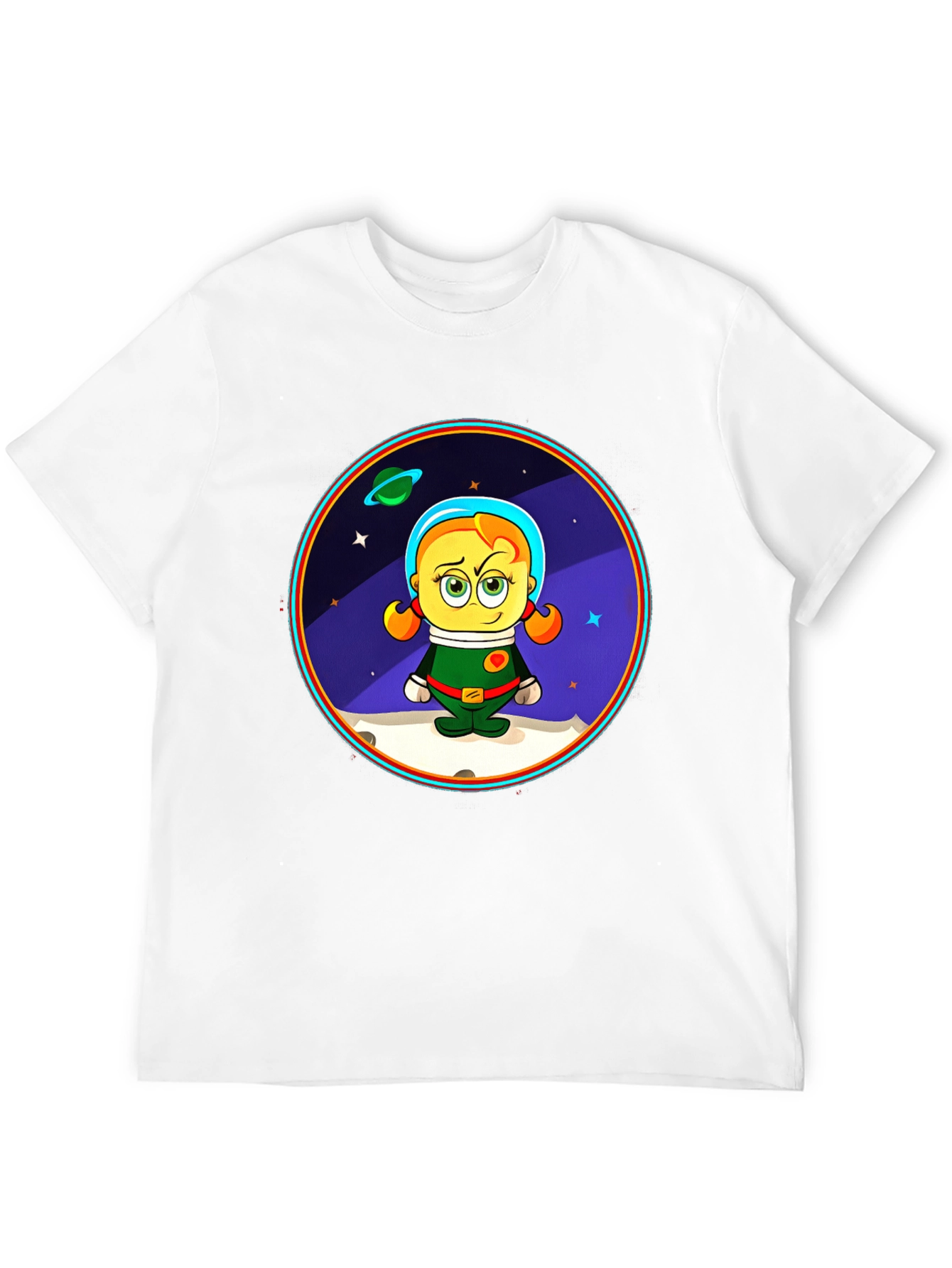 Astronaut Girl Cartoon Graphic T-Shirt