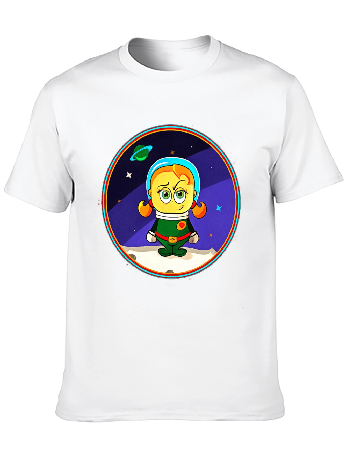 Astronaut Girl Cartoon Graphic T-Shirt
