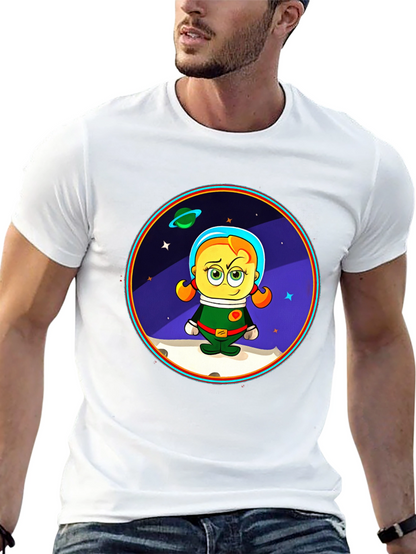 Astronaut Girl Cartoon Graphic T-Shirt