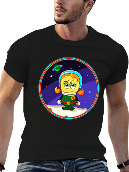 Astronaut Girl Cartoon Graphic T-Shirt