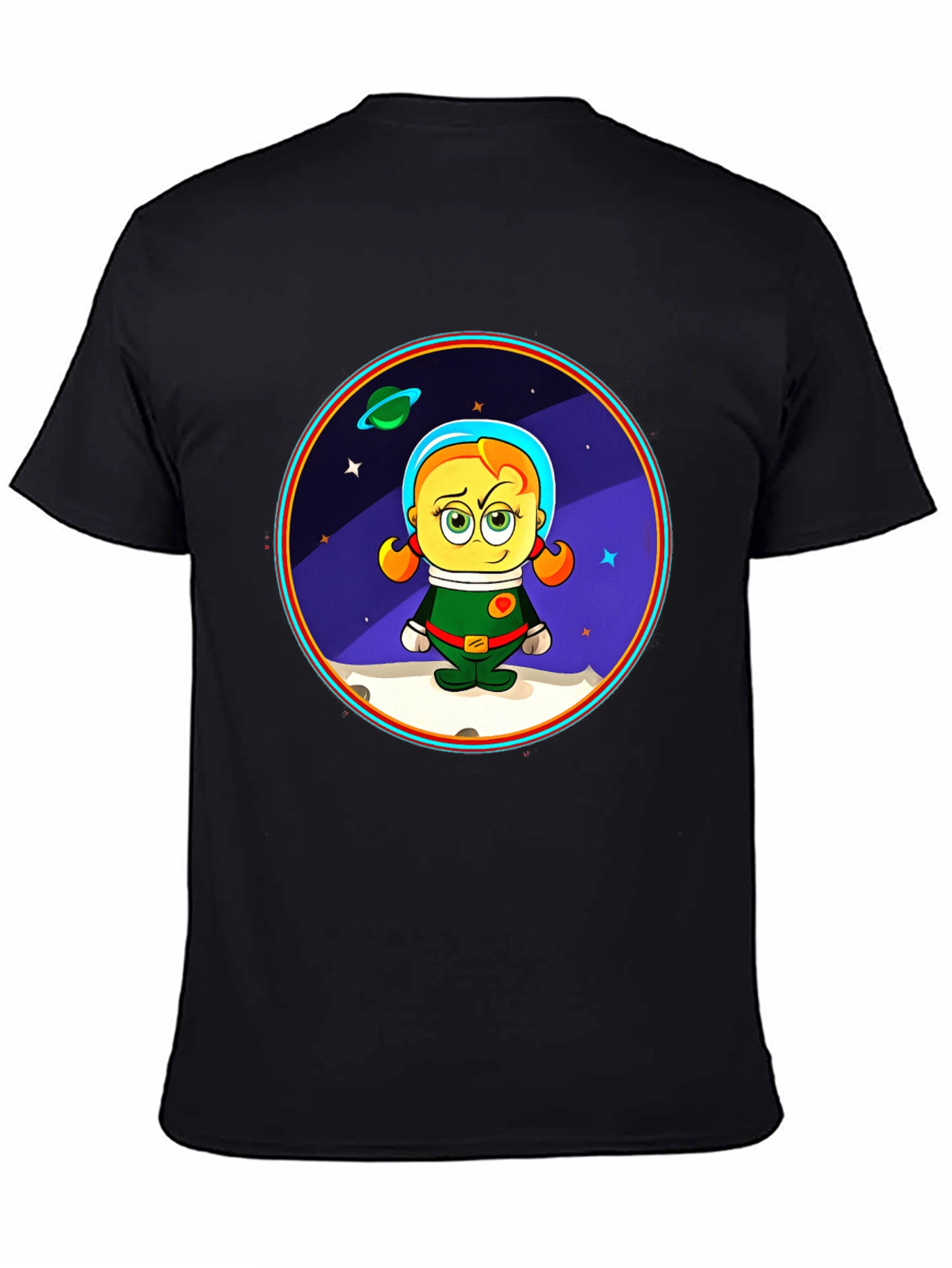 Astronaut Girl Cartoon Graphic T-Shirt