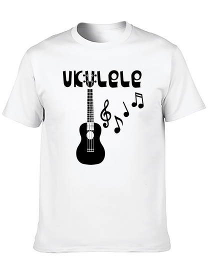 Ukulele Music Graphic Tee - Black Cotton T-Shirt