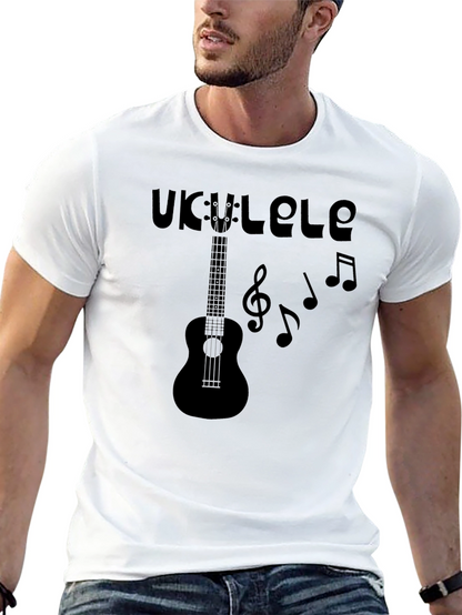 Ukulele Music Graphic Tee - Black Cotton T-Shirt