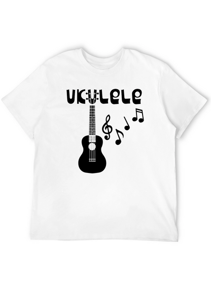 Ukulele Music Graphic Tee - Black Cotton T-Shirt