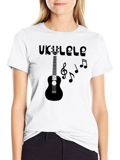 Ukulele Music Graphic Tee - Black Cotton T-Shirt