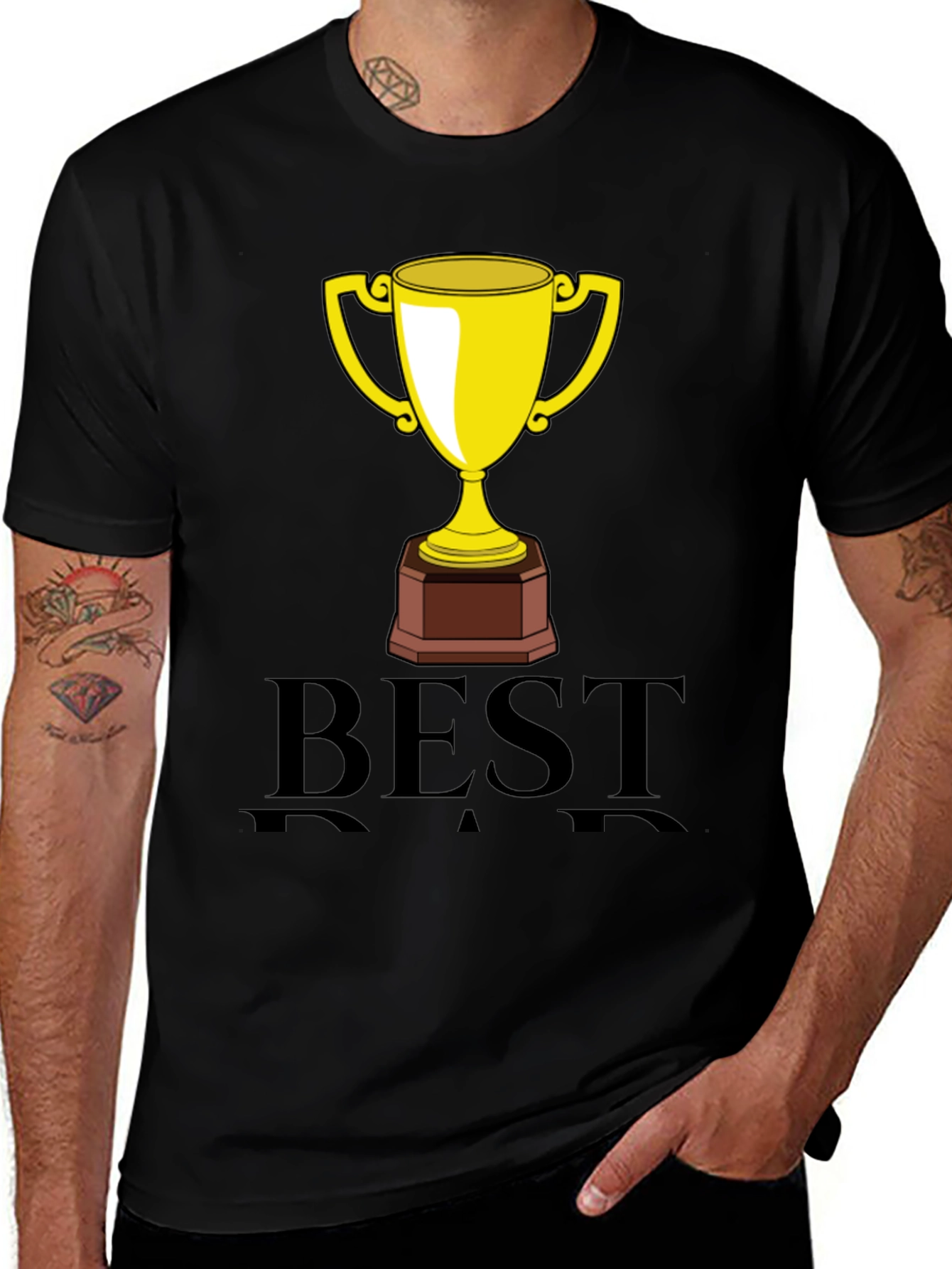 Best Dad Trophy Graphic Tee - Black