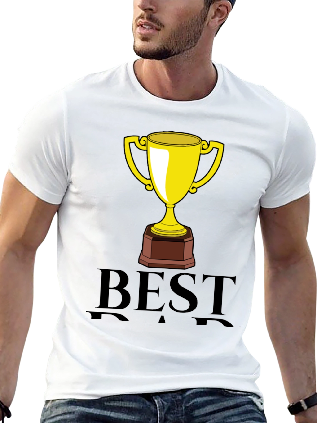 Best Dad Trophy Graphic Tee - Black