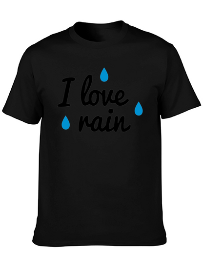 I Love Rain Black Graphic T-Shirt