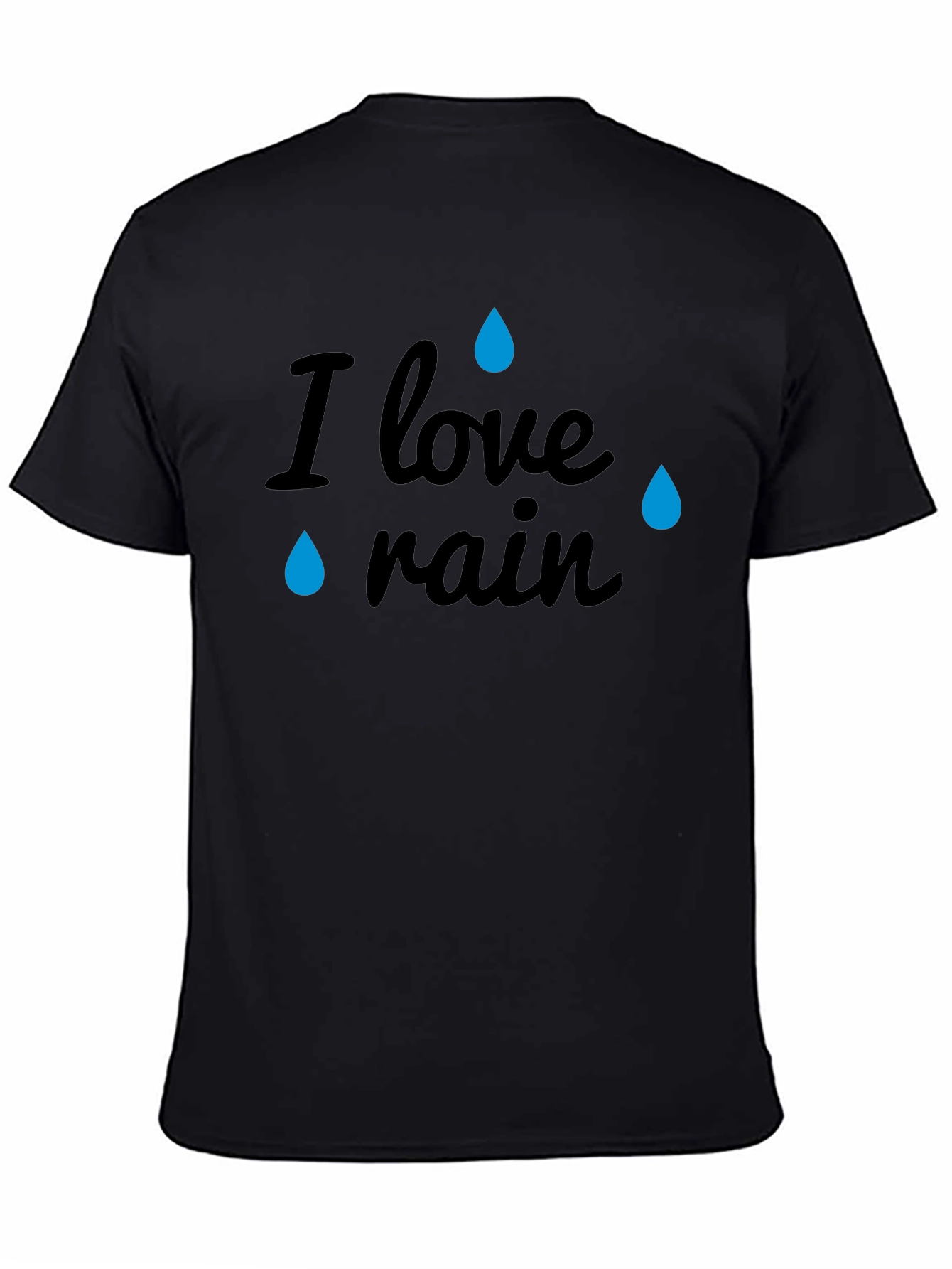I Love Rain Black Graphic T-Shirt