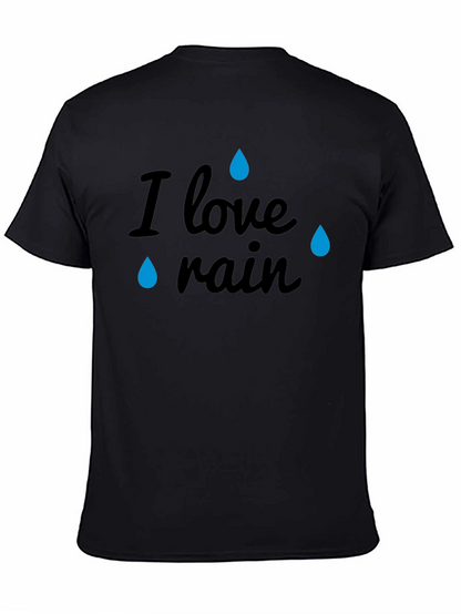 I Love Rain Black Graphic T-Shirt