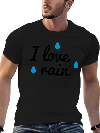 I Love Rain Black Graphic T-Shirt