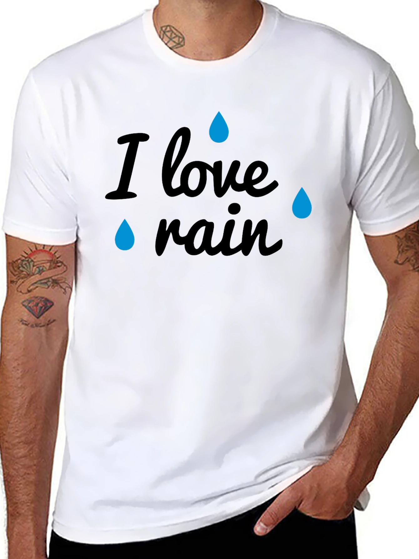 I Love Rain Black Graphic T-Shirt